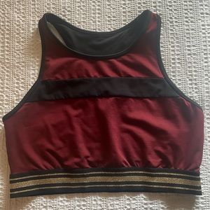 GapFit Maroon Black Gold Sports Bra Large
